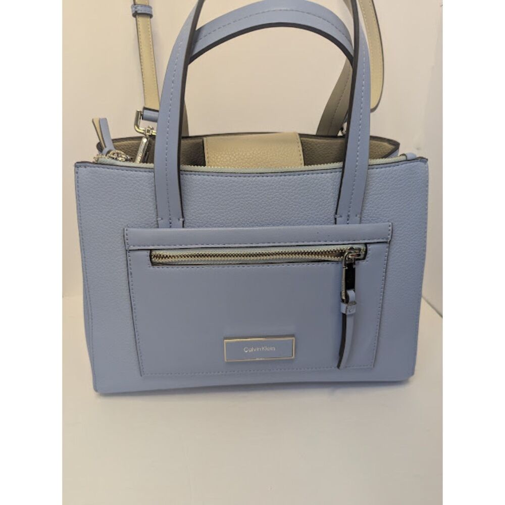 Calvin Klein Hadley Triple Compartment Satchel Periwinkle Lt Blue Crossbody Bag
